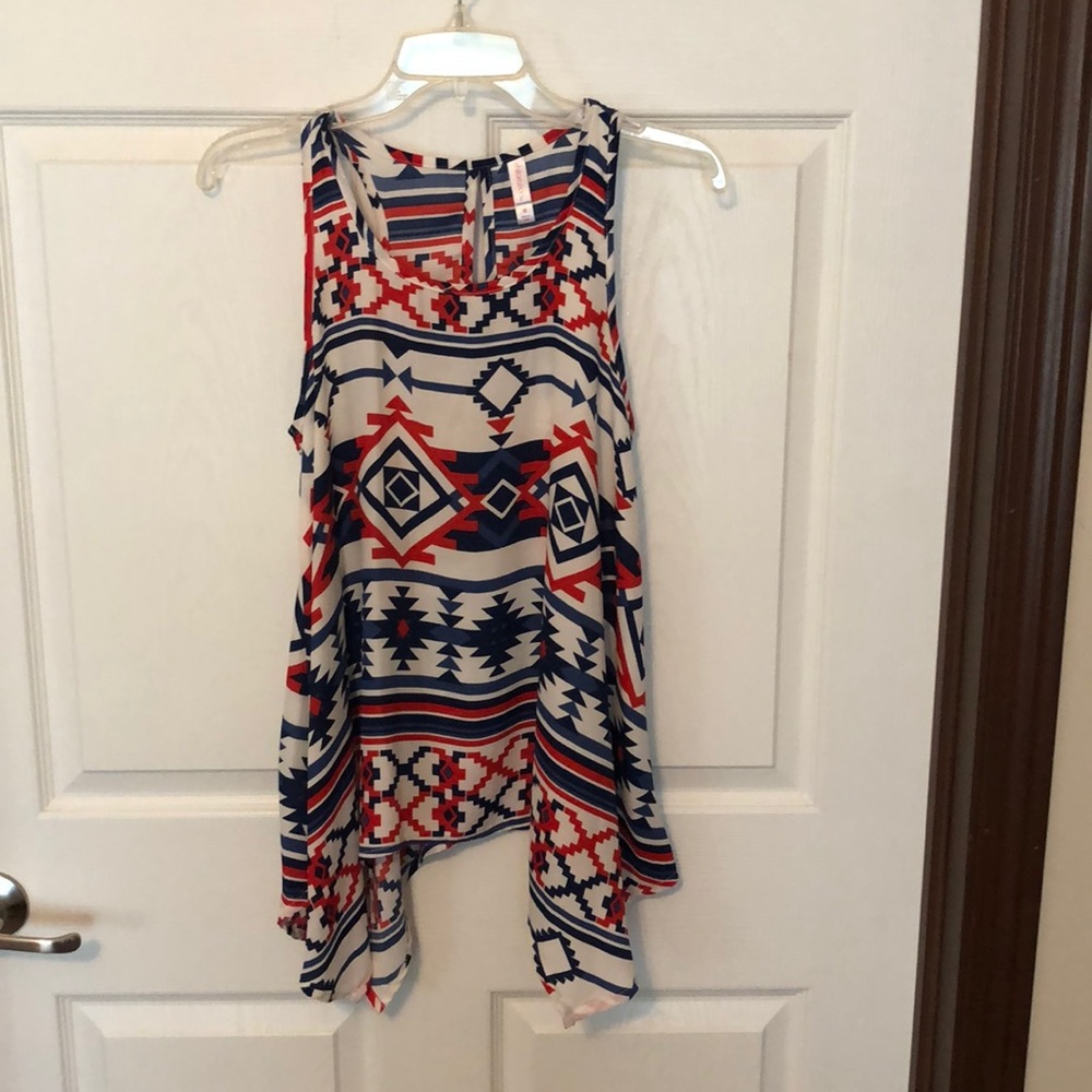 Red, white, and blue tank.